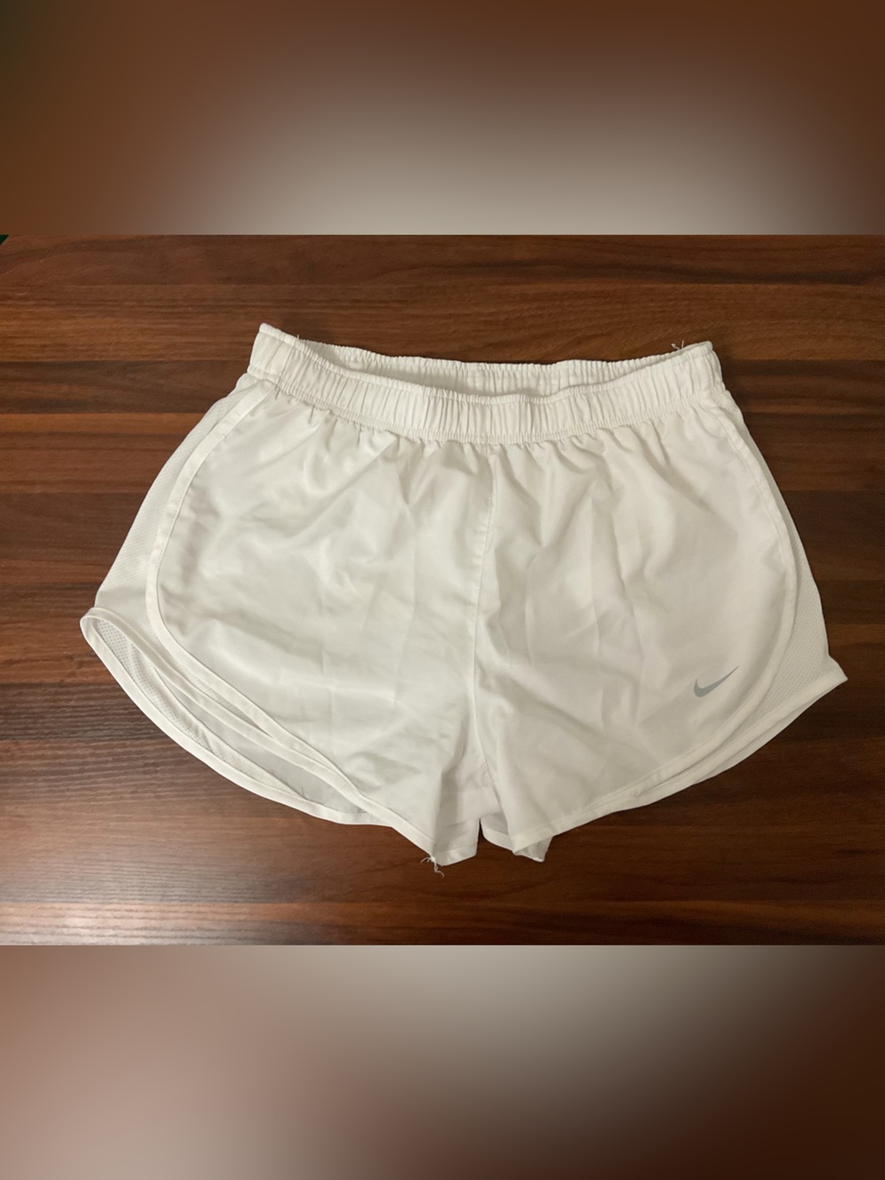 Nike White Athletic Running Shorts with Swoosh